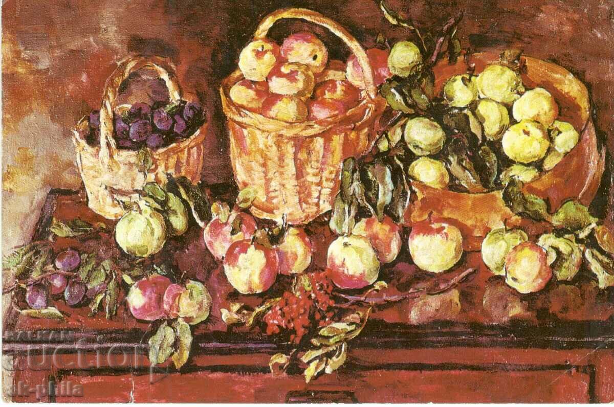 Old card - art - P.Konchalovski, Still life