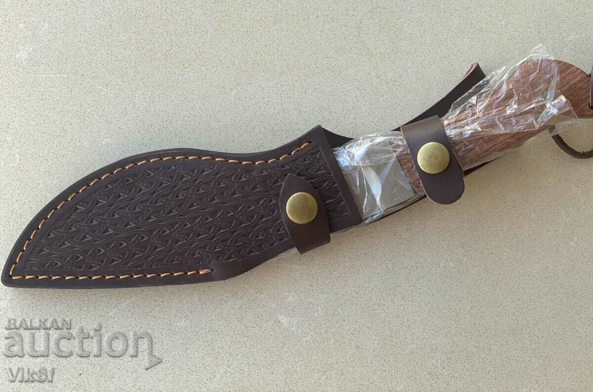 Χειροποίητο μαχαίρι - kukri 140x270, D2, δέρμα - 5