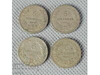 1906-1913 Kingdom of Bulgaria coin 5 cents lot 4 coins