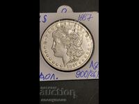 1 Morgan Dollar USA 1887 Silver Coin