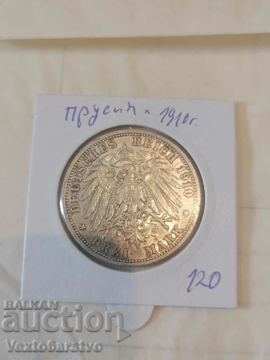 Coin-Germany-3 silver marks-1910-Prussia.