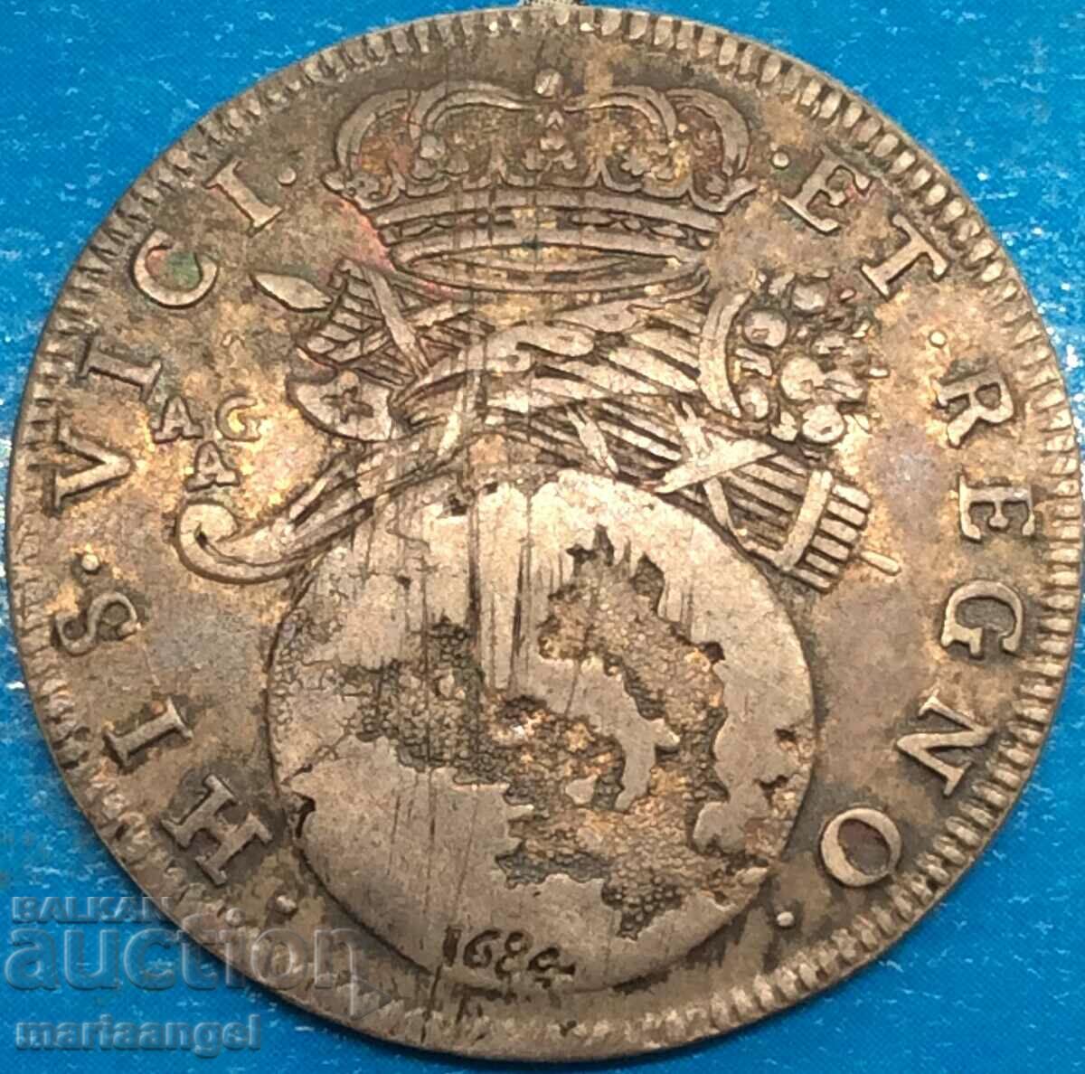 20 boabe Tari 1684 Italia Regatul Napoli Carlo II argint