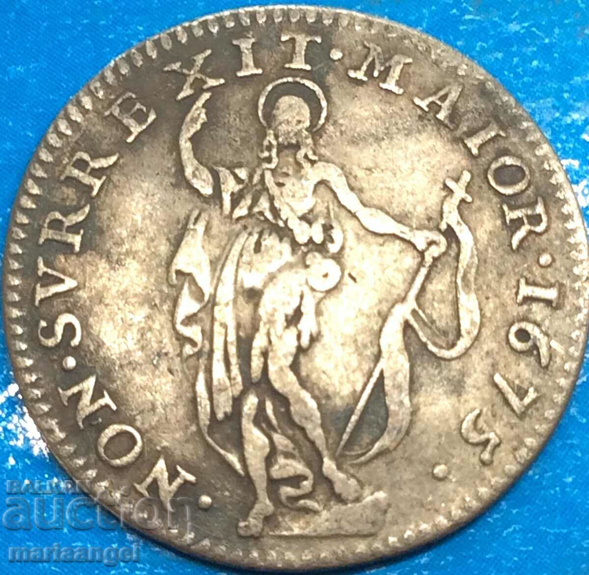 10 soldi 1675 Genoa 2-year reign of Doge 2.75g Ag