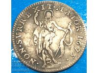 10 soldi 1675 Genoa 2-year reign of Doge 2.75g Ag