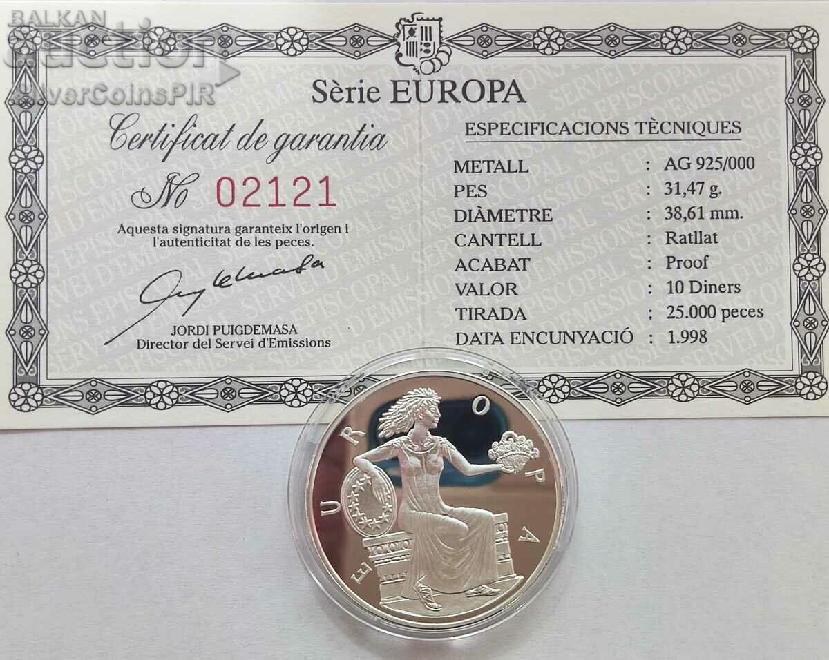 Silver 10 Dinera Europe 1998 Ανδόρα