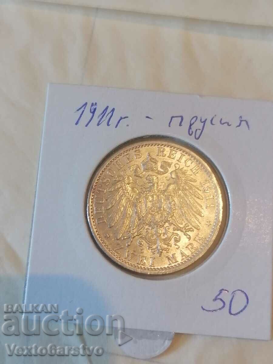 Coin-Germany-2 silver marks-1911 - Prussia.