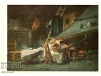 Old postcard - art - Jean Fragonard, To the hearth