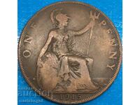 Marea Britanie 1 penny 1915 30mm bronz