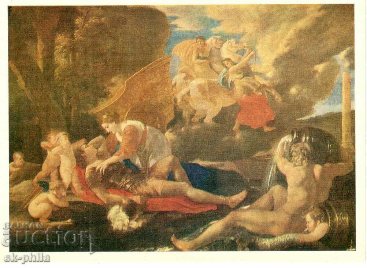 Παλιά καρτ ποστάλ - τέχνη - Nicolas Poussin, Rivaldo και Armida