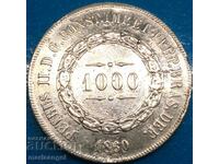 Brazil 1000 reis 1860 10 g silver