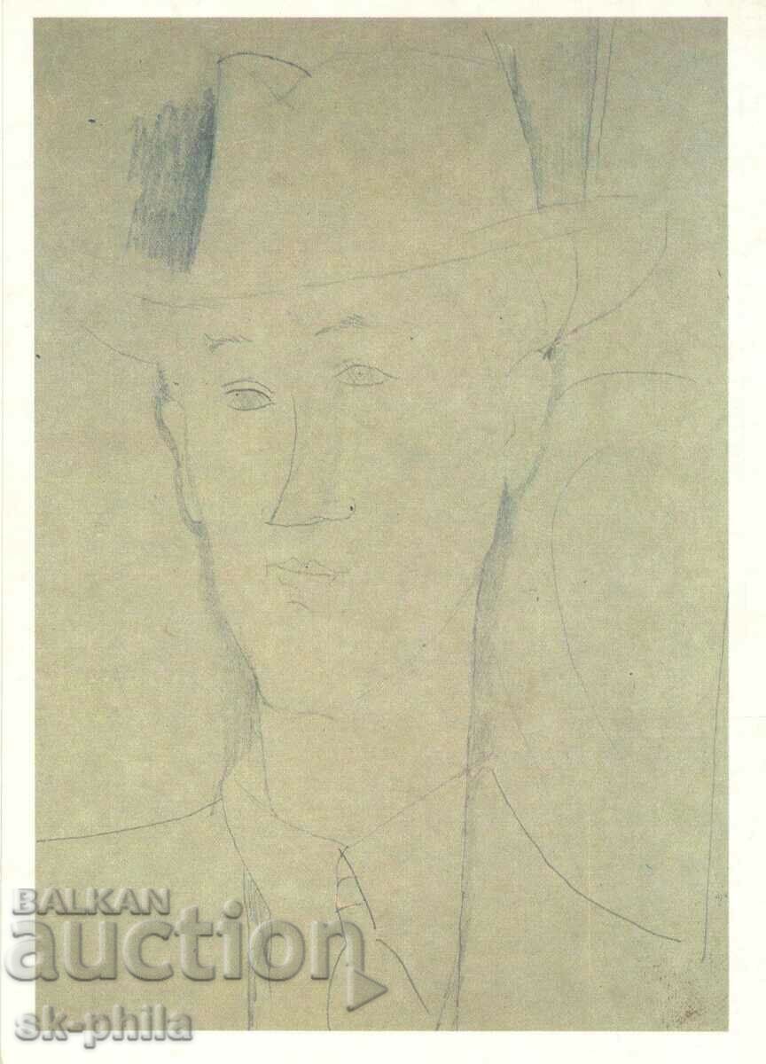 Old postcard - art - Modigliani, Portrait