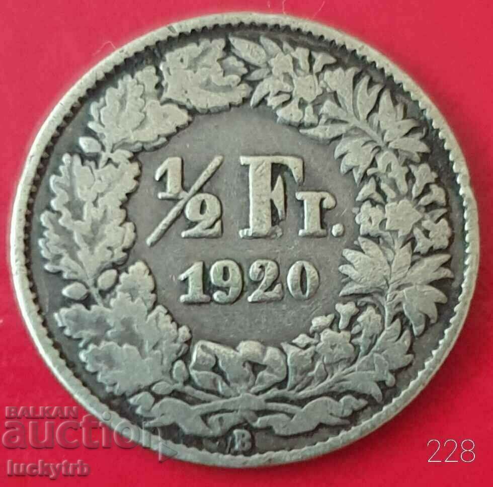 1/2 franc 1920 - Elveția - Argint