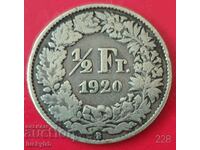 1/2 franc 1920 - Switzerland - Silver