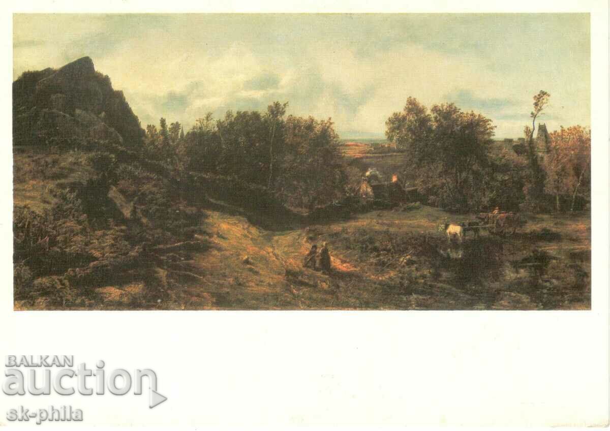 Old postcard - art - Theodore Rousseau, Landscape