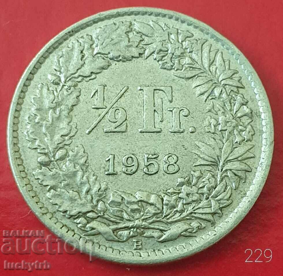 1/2 Franc 1958 - Switzerland - Silver