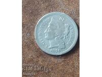 Coin Rare 1874 Copper Nickel Three Cents ---- nice coin