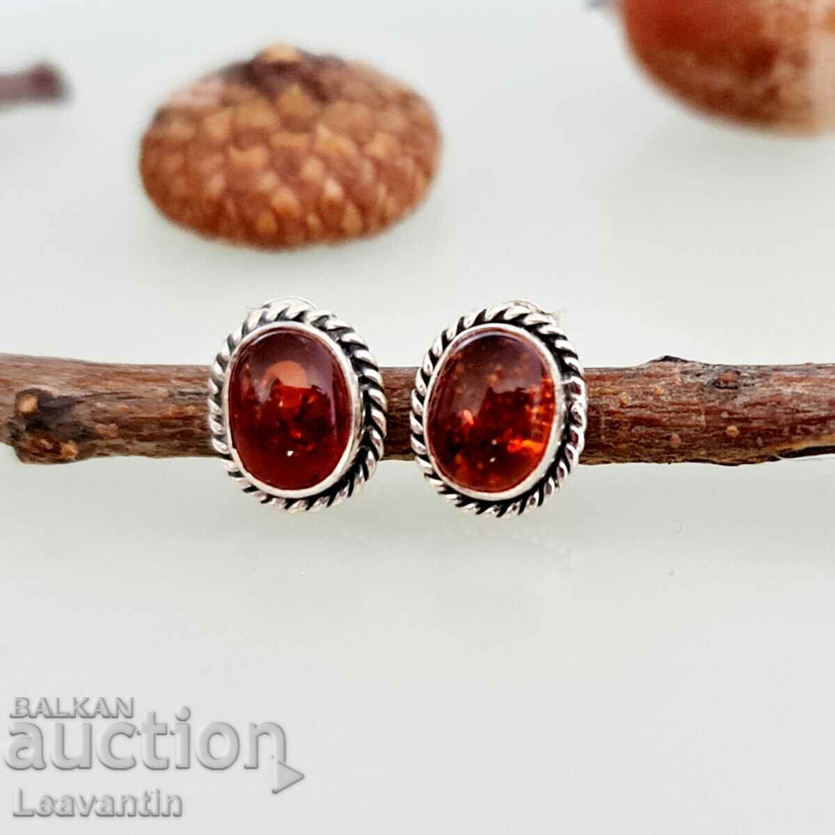 5206 Silver earrings with Amber