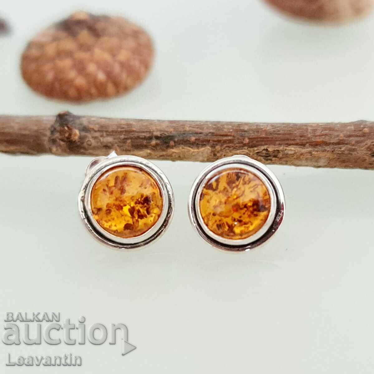 5204 Silver earrings with Amber