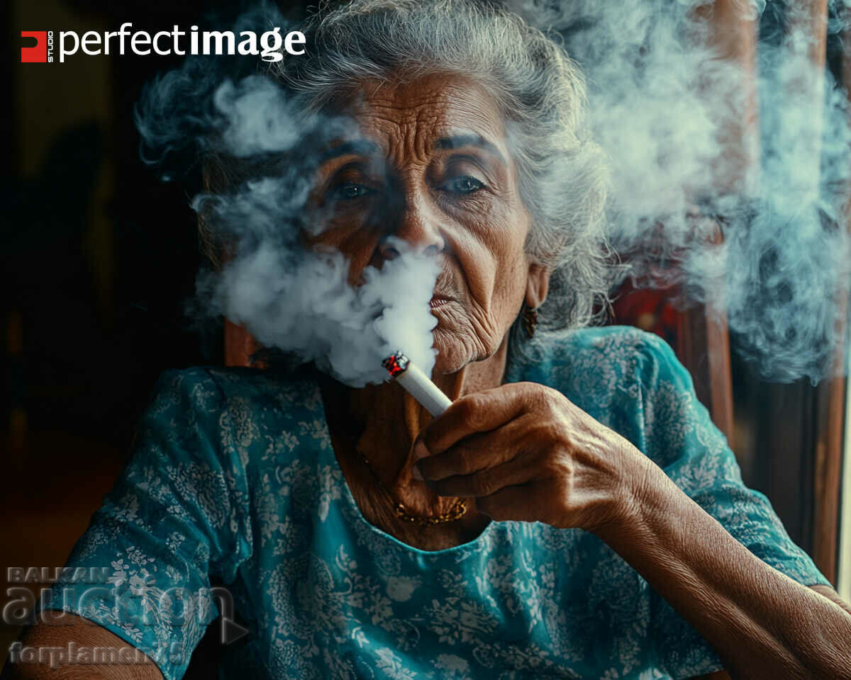 Smoking old woman. Image ® Studio Perfect Image Ltd.