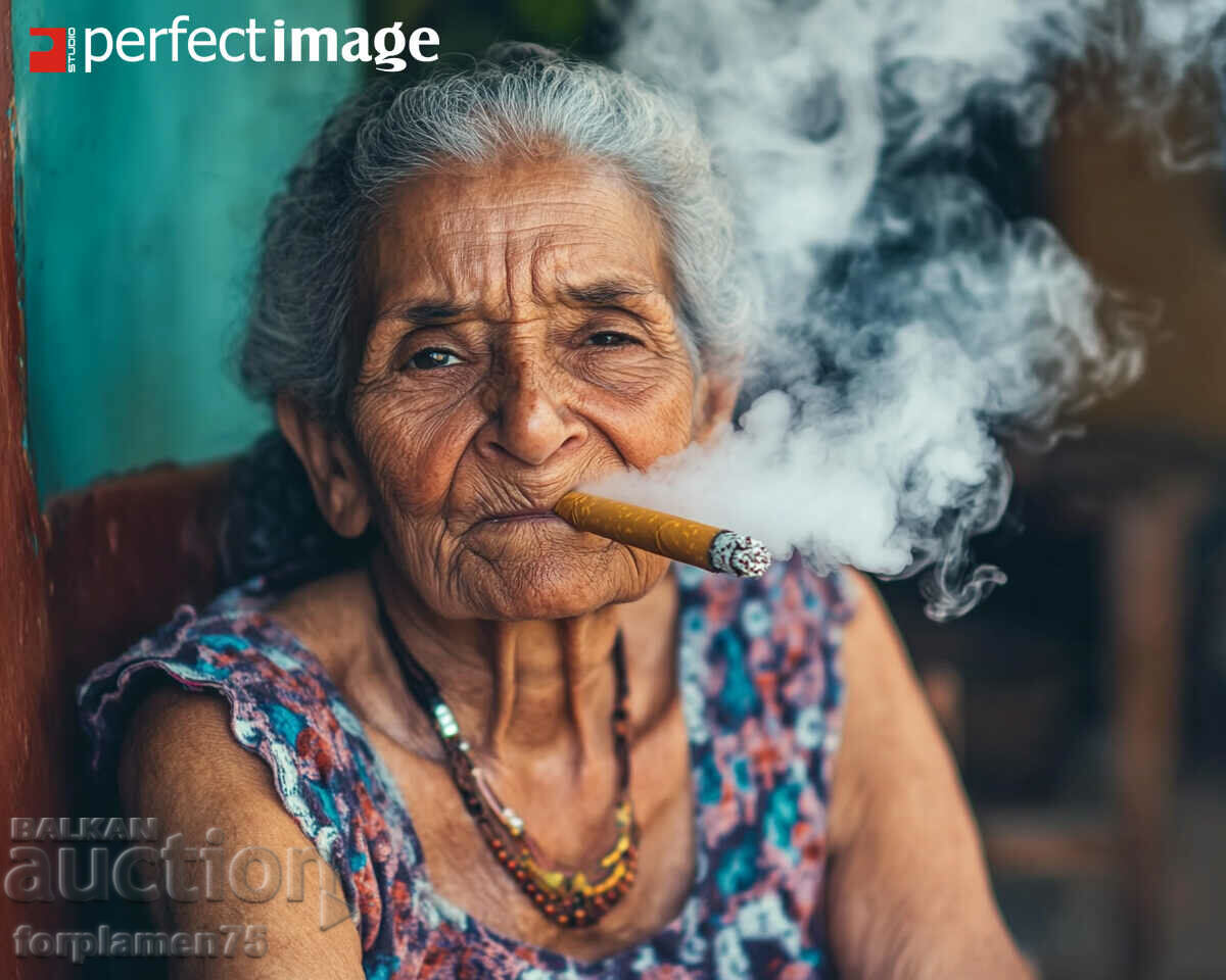 Smoking old woman. Image ® Studio Perfect Image Ltd.