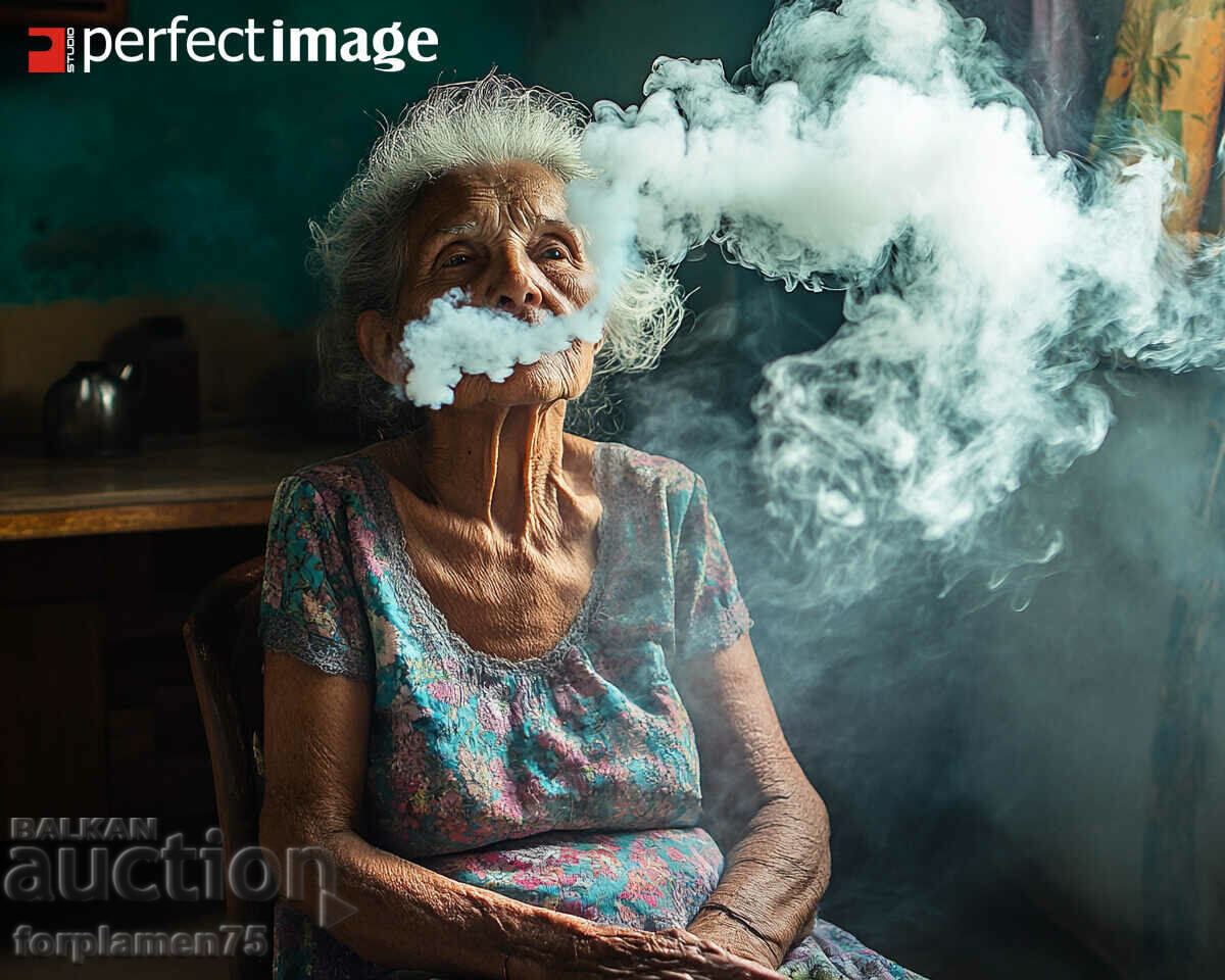 Smoking old Woman. Image ® Studio Perfect Image Ltd.