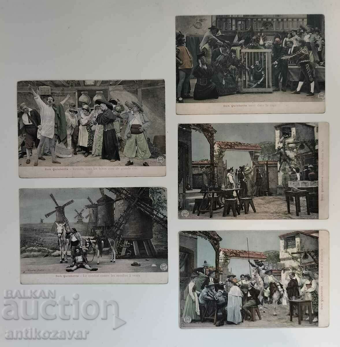 Lot of old postcards, film postcards of Don Quixote - 1910.