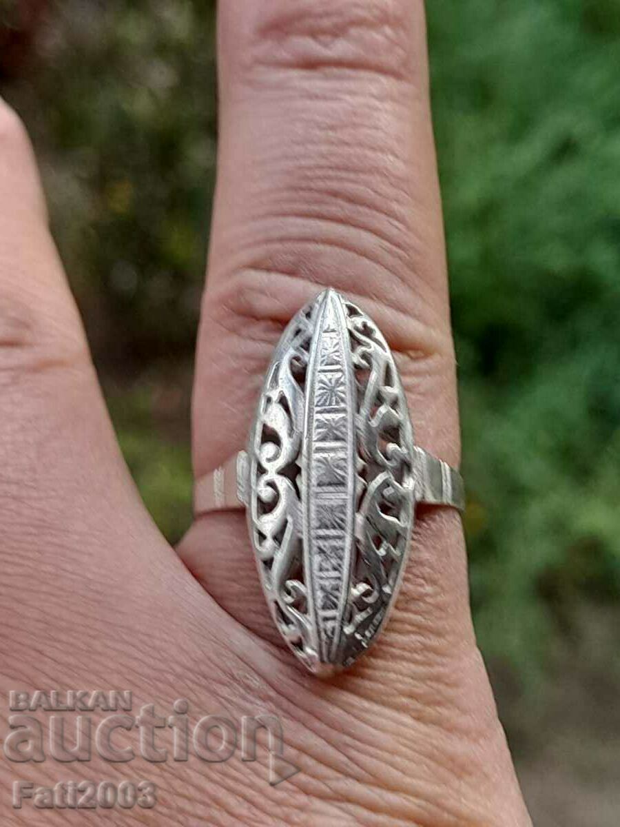 Silver almond ring