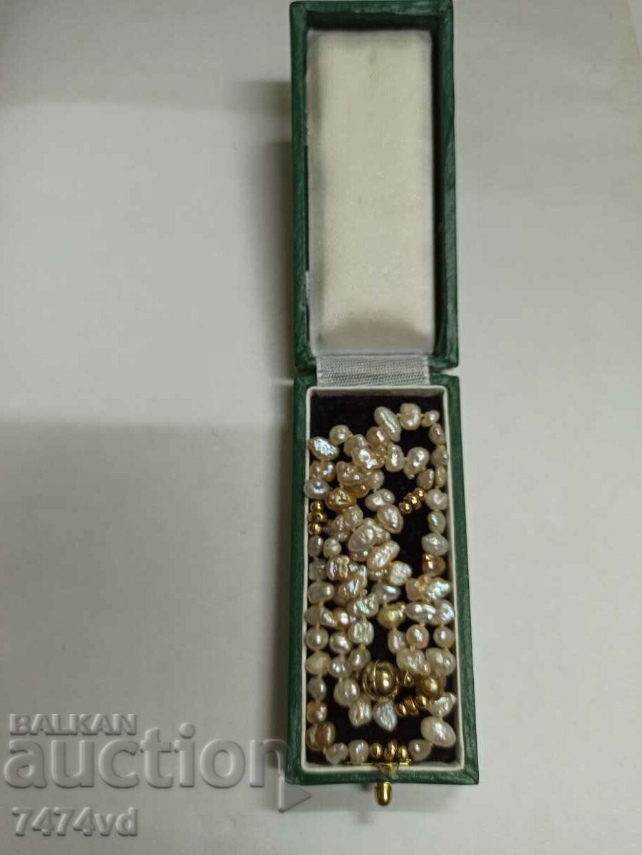 Stylish pearl necklace - Keshi pearls, silver and gold! - 6 Stylish pearl necklace - Keshi pearls, silver and gold! - 6