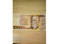 Brazil-1 new cruzado on 1000 cruzeiro UNC note