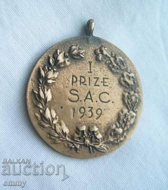 Auction Athletics First Place Medal 1939 - I Prize S.A.C. Auction Athletics First Place Medal 1939 - I Prize S.A.C.