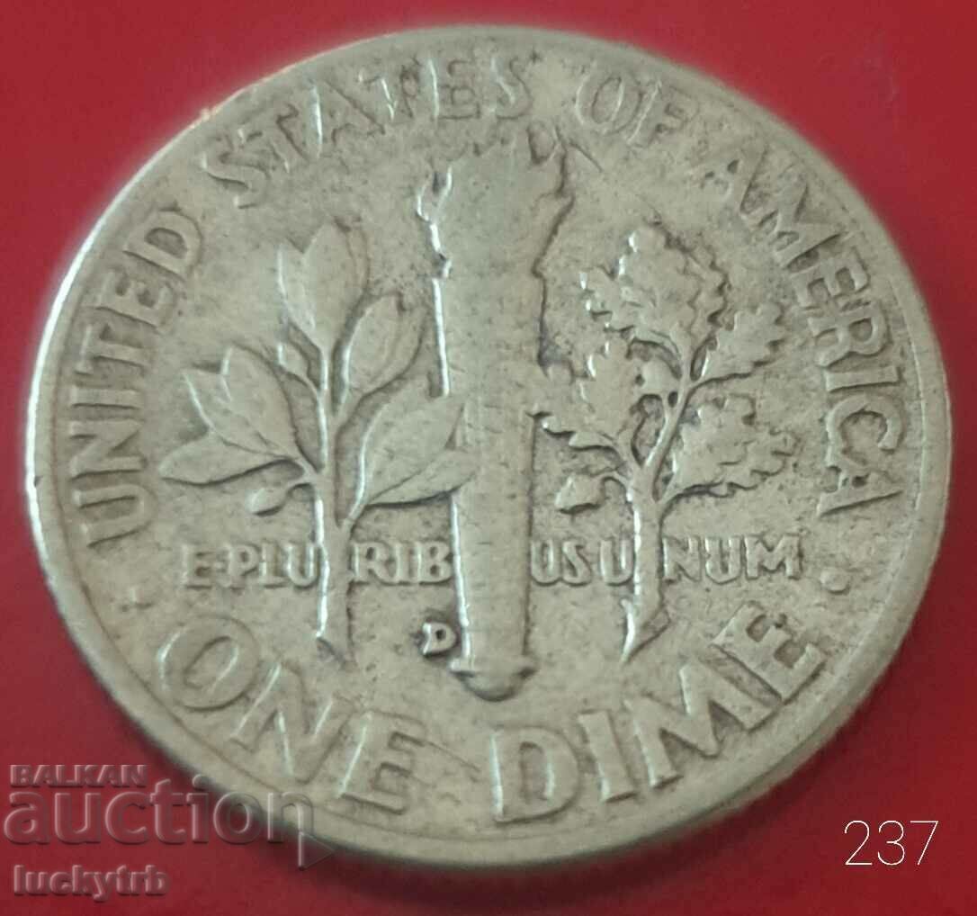 1 dime 1958 "D" - USA - Silver