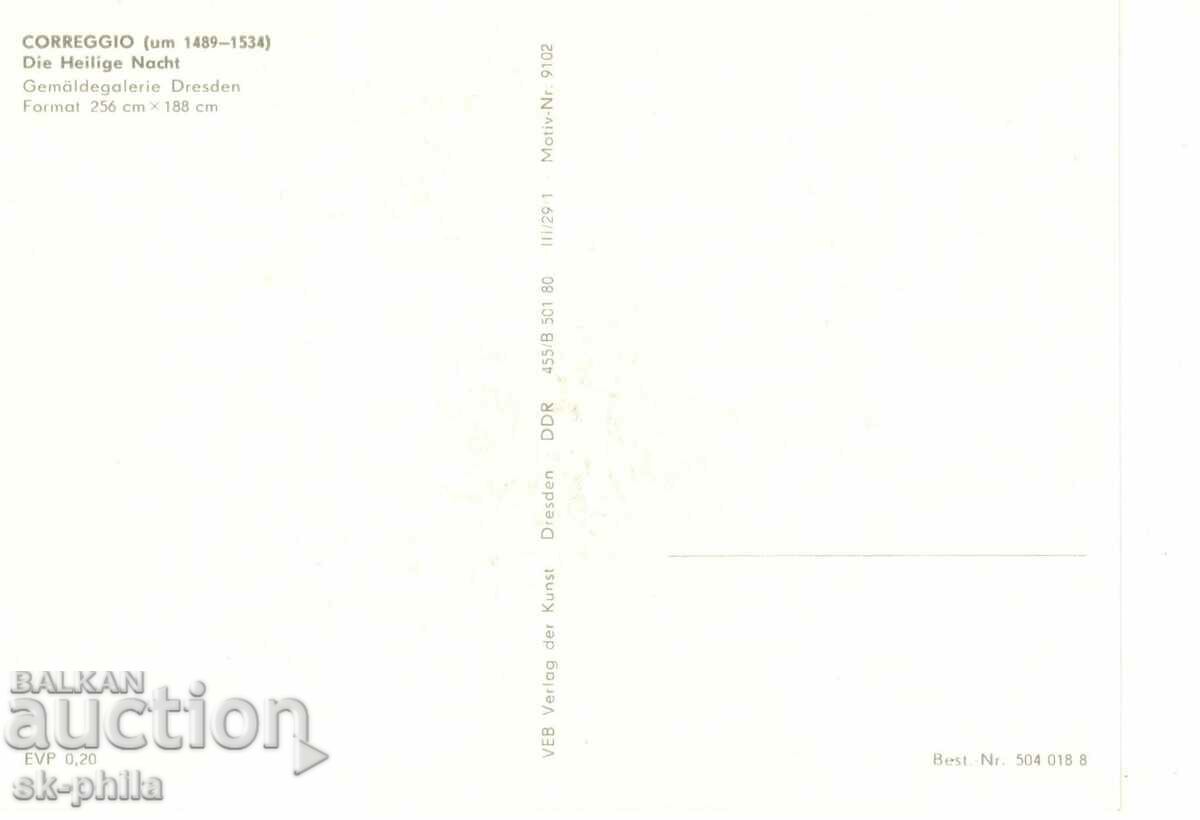 Old card - art - Correggio, Nativity with price 0.80 BGN | € 0.41 Old card - art - Correggio, Nativity with price 0.80 BGN | € 0.41