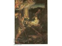 Old card - art - Correggio, Nativity