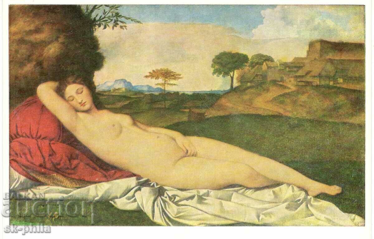 Παλιά καρτ ποστάλ - τέχνη - Giorgione, Sleeping Venus