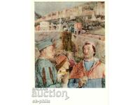 Old card - art - A. Mantegna, Meeting with the Cardinal