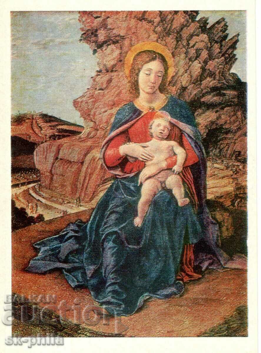 Old card - art - A. Mantegna, Madonna