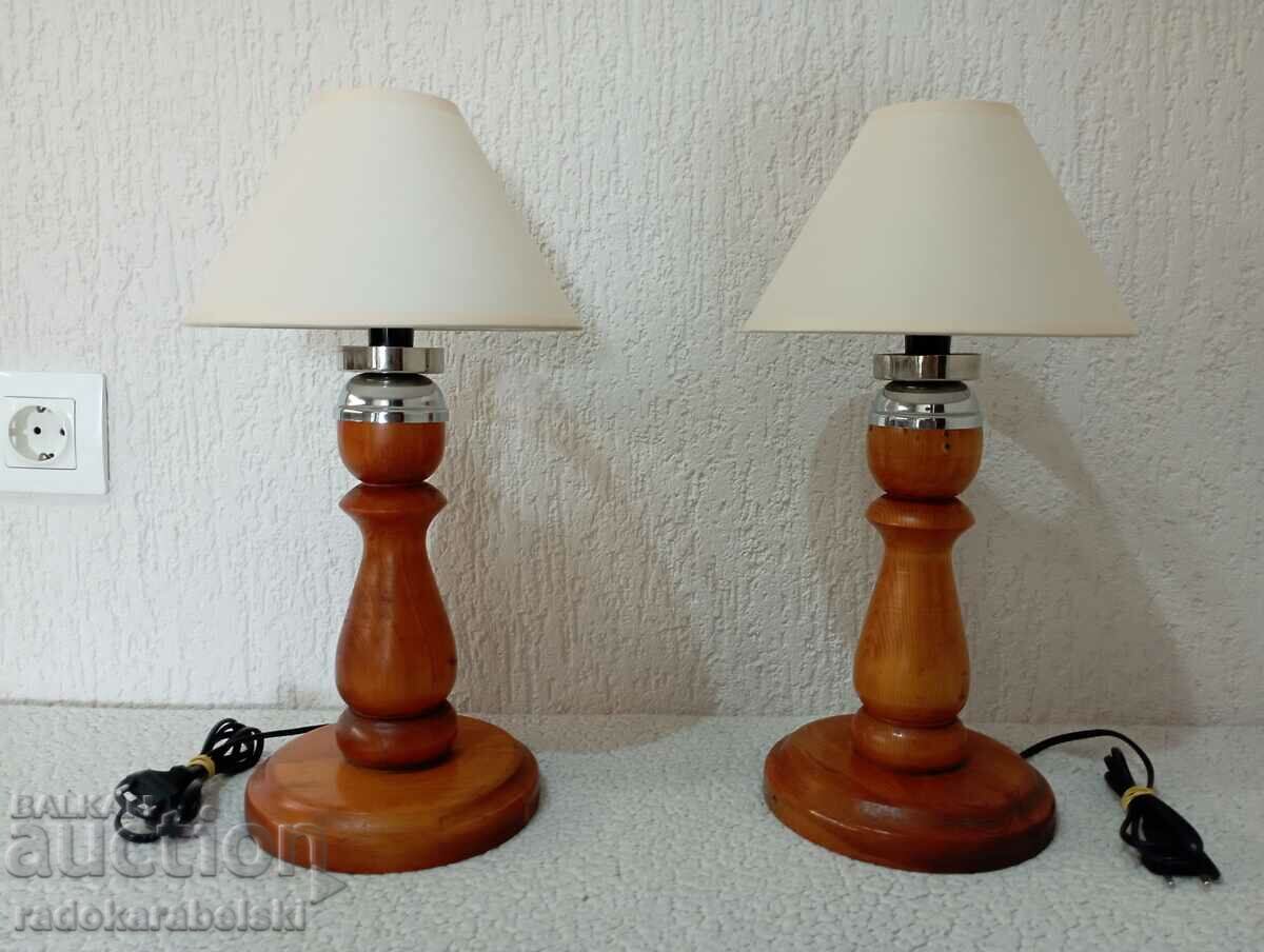 Set of two antique wooden lamps - lamp