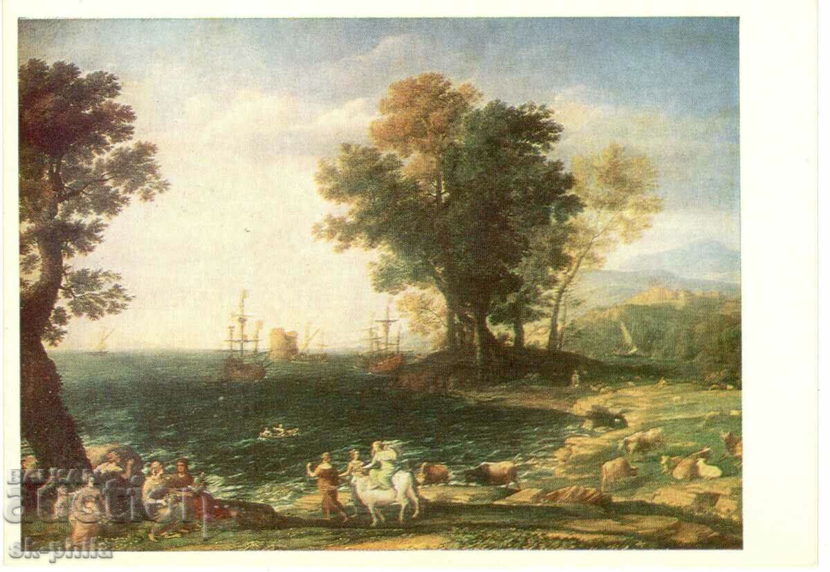 Old postcard - art - Claude Lorrain, Biblical landscape