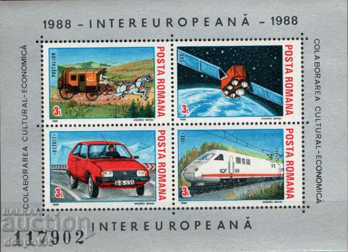 1988. Romania. INTEREUROPEANA - Transport and communications. Block.