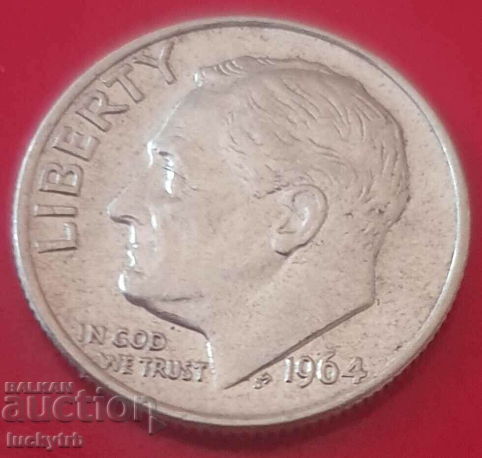 1 dime 1964 - USA - Silver with price 10.00 BGN | € 5.11 1 dime 1964 - USA - Silver with price 10.00 BGN | € 5.11