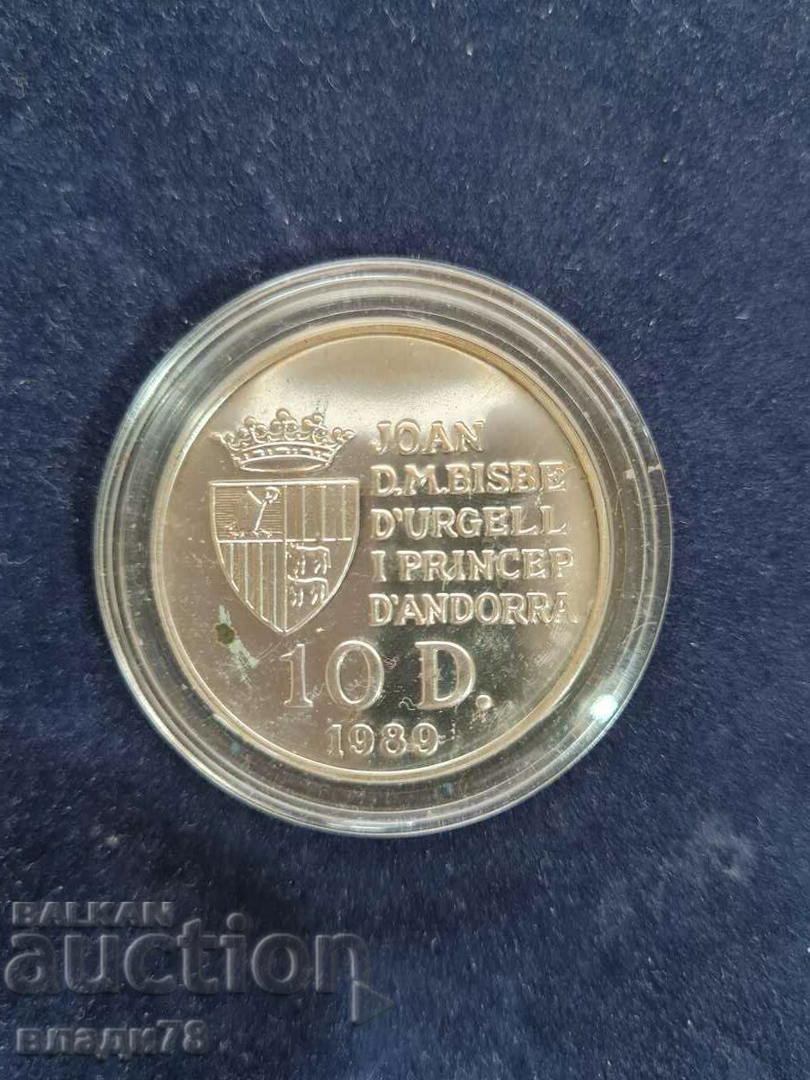 Moneda de argint 10 dinari 1989