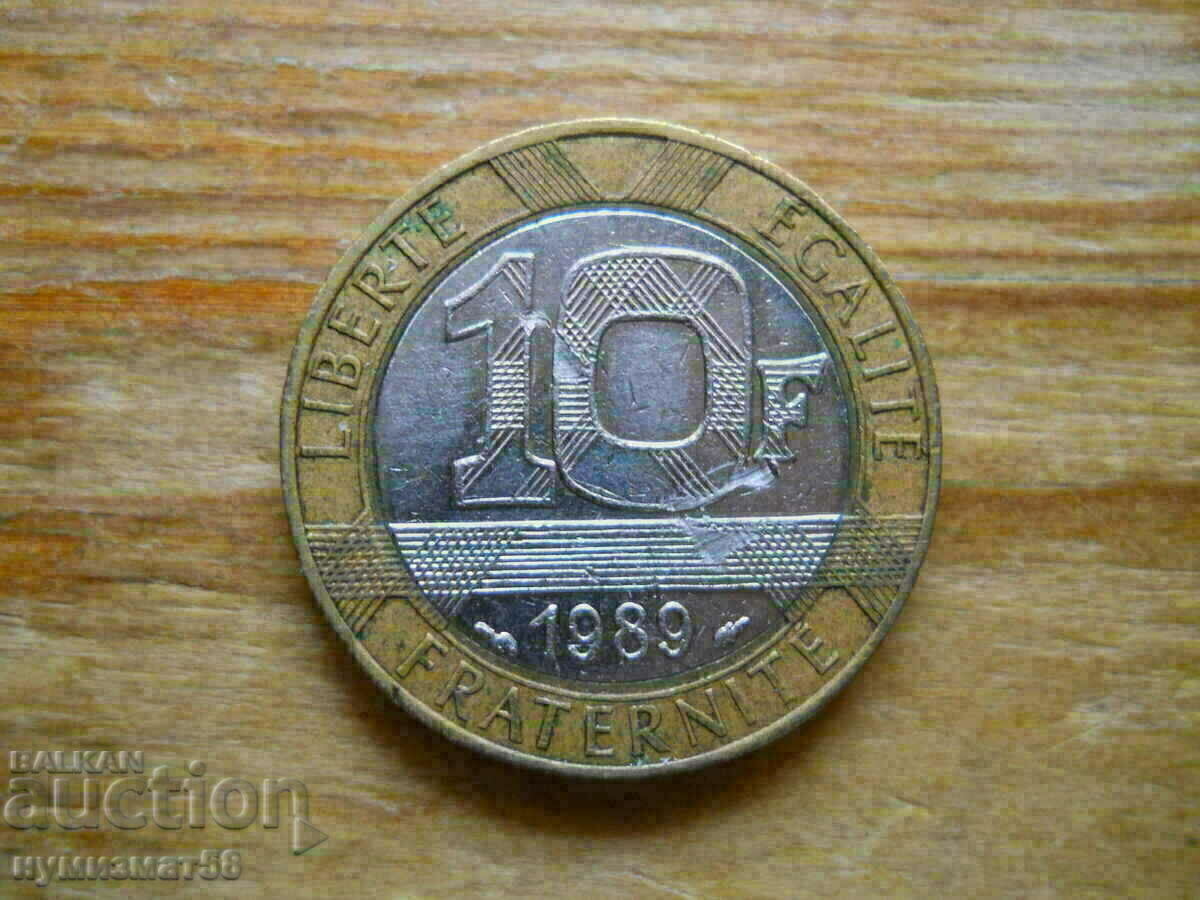 10 franci 1989 - Franța (bimetal)