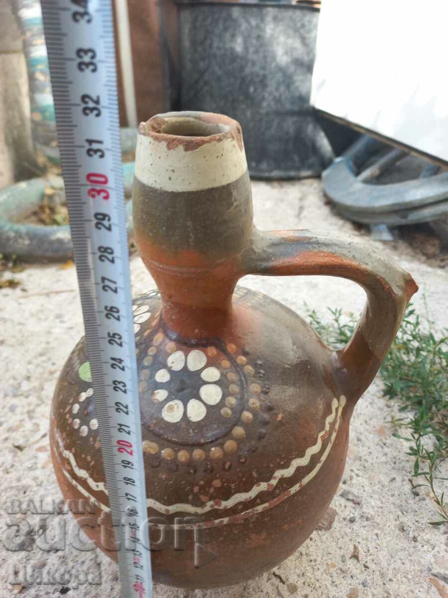 LARGE OLD PAINTED POTTERY - 7