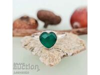 5200 Silver ring with green onyx