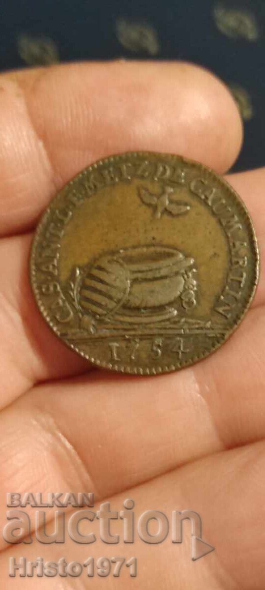 Γαλλικό νόμισμα (τόκεν) 1754, πόλη Μετς με τιμή 45.00 €