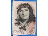 Old photo Bulgarian - female pilot.