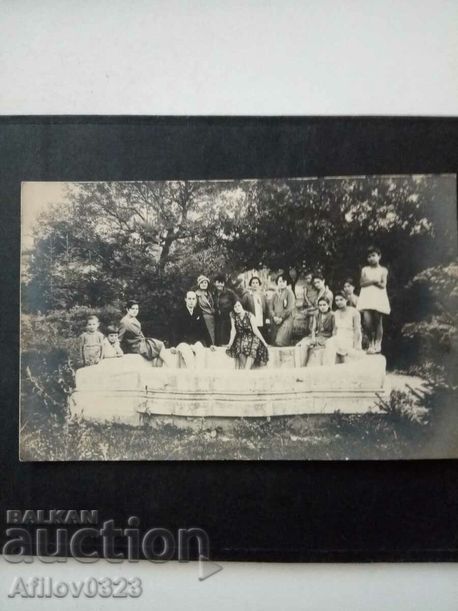 Old photo - hikers in nature.