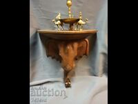 SOLID WOOD WALL SHELF WITH SOLID ELEPHANT, UNICALEB