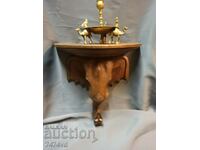 SOLID WOOD WALL SHELF WITH SOLID ELEPHANT, UNICALEB