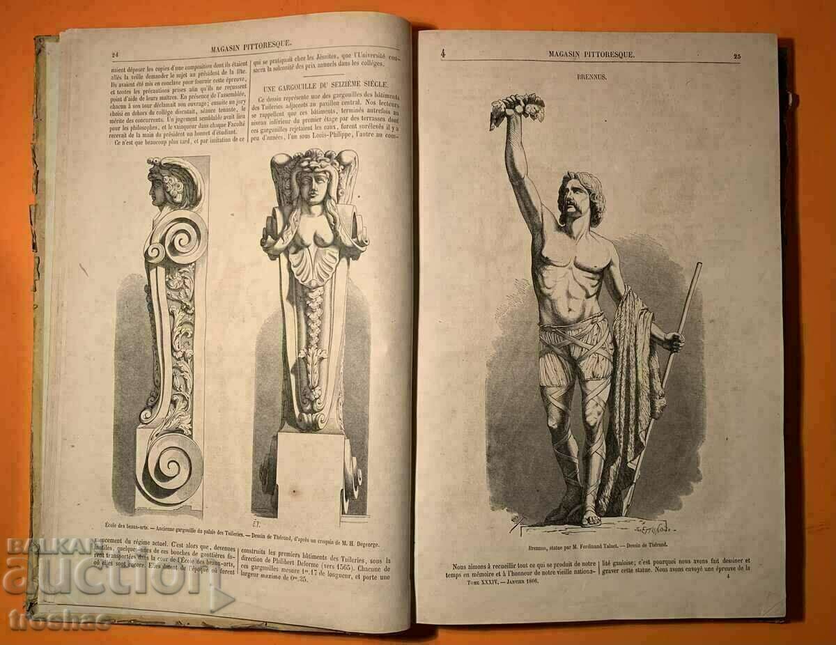 Old Book French Magazine with many illustrations 1866